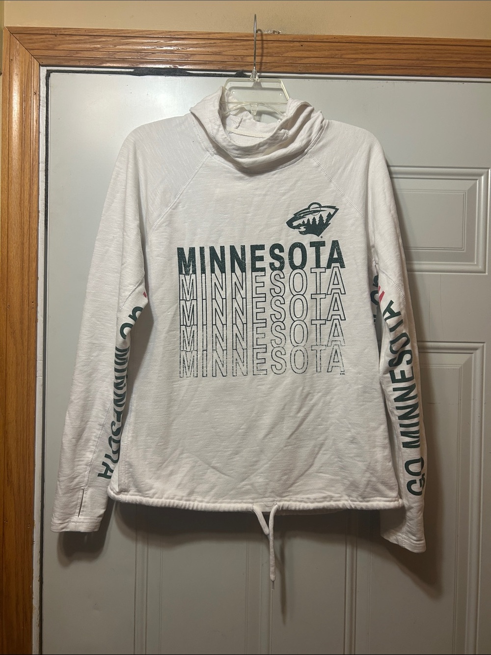 Minnesota Graphic Hoodie with Team Logo - White & Green M